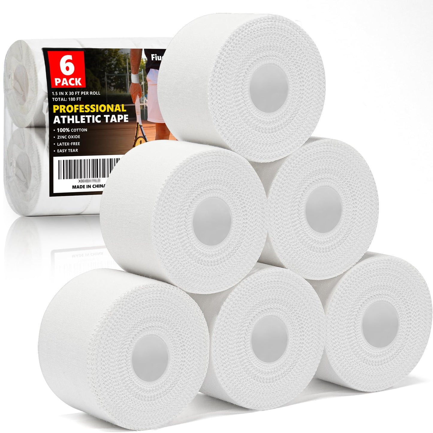 Professional 6 Pack White Athletic Sports Tape