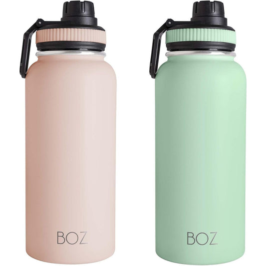 BOZ Stainless Steel Water Bottles 2 Pack Bundle