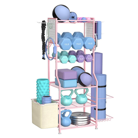 Dumbbell Rack Home Gym Storage for Dumbbells Kettlebells Yoga Mat & Strength Training Equipments