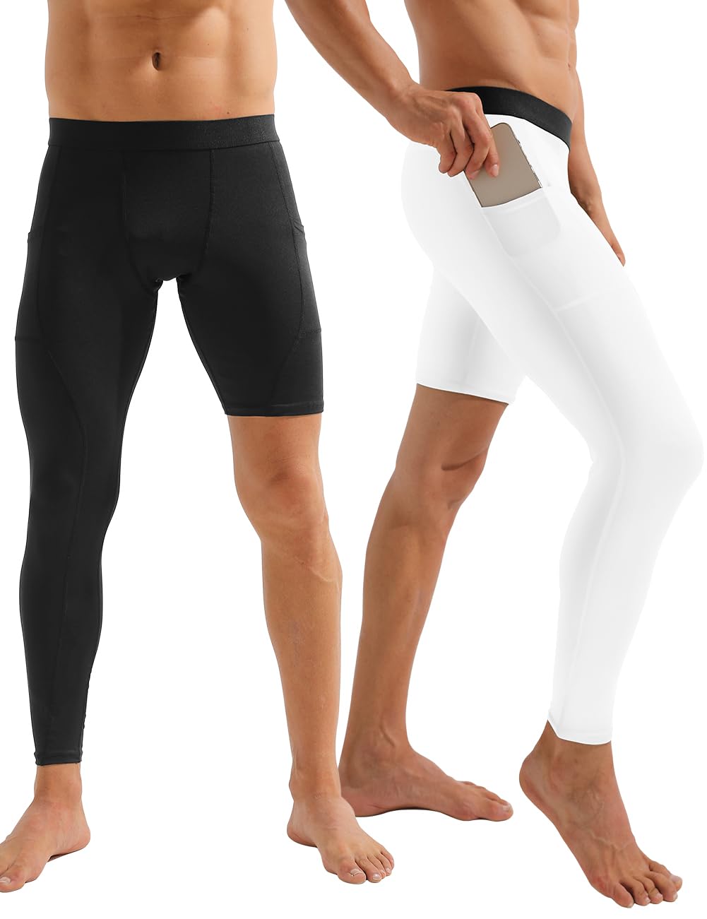 Hotfiary 2 Pack Mens One Leg Compression Pants